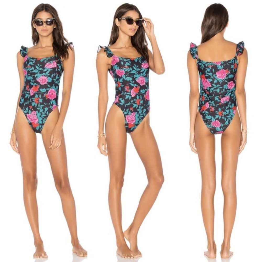 SALE  Motel Valentina Frill Floral Swimsuit Ruffle - Picture 2 of 8